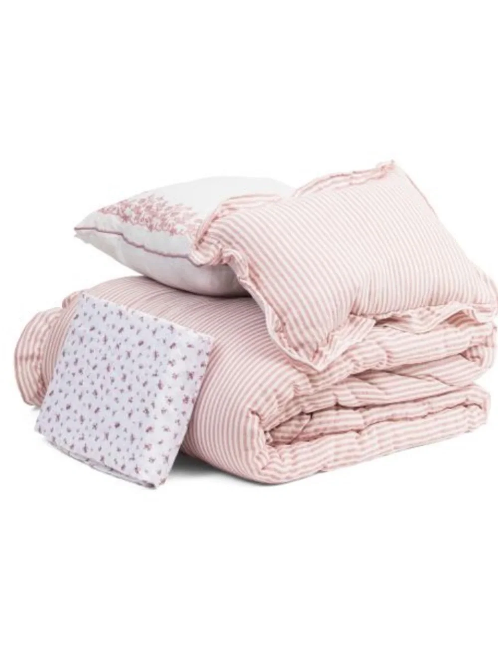RACHEL ASHWELL striped comforter set Pink Striped Comforter Set -